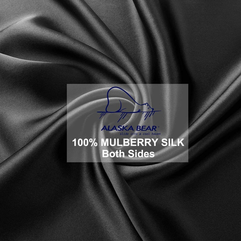 ALASKA BEAR Silk Pillowcase for Hair and Skin Beauty Sleep 100 Real Mulberry Silk Anti-Aging Pillow Slip Case Cover Standard Size with Zipper (1pc, Black) - Image 4
