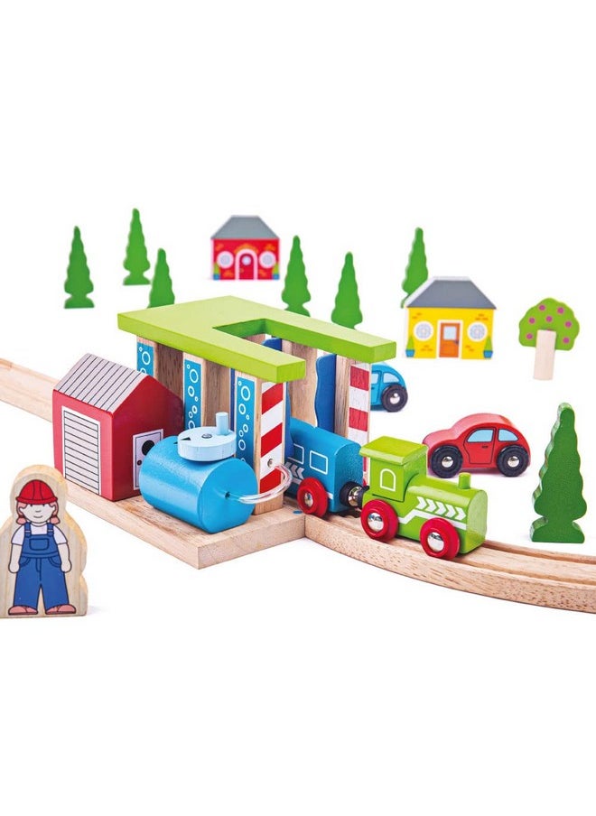 Bigjigs Rail , Wooden Train Washer, Wooden Toys, Bigjigs Train Accessories, Train Wash, Wooden Train Sets, Trains For Kids, Wooden Toys For 3 4 5 Year Olds  - Image 2