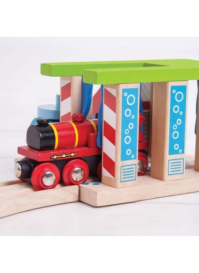 Bigjigs Rail , Wooden Train Washer, Wooden Toys, Bigjigs Train Accessories, Train Wash, Wooden Train Sets, Trains For Kids, Wooden Toys For 3 4 5 Year Olds  - Image 3