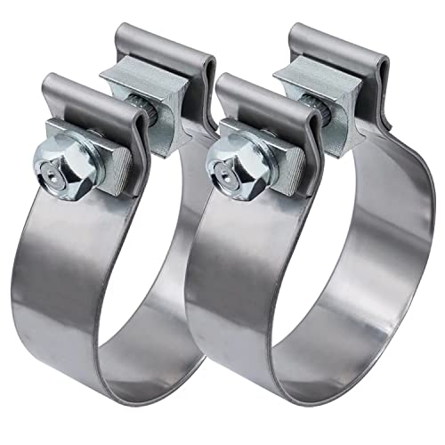 ROADFORMER 3 inch Exhaust Clamp Narrow Band Stainless Steel for Exhaust Pipe, Muffler and Exhaust System Repair (2 Pack) - Image 1