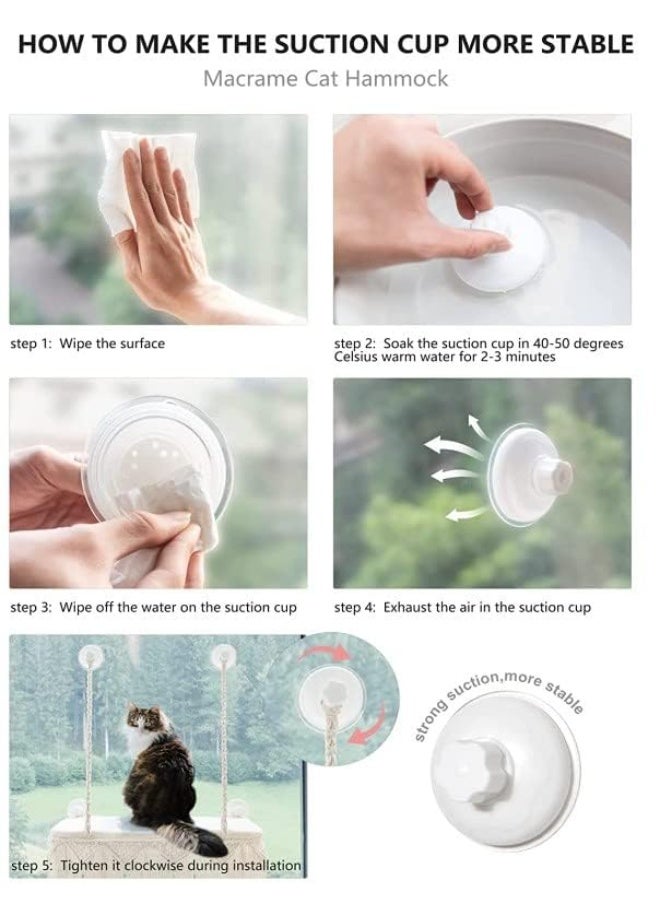 أرجوحة قطط على شكل نافذة، بتصميم بوهو، تُثبّت على الحائط، وتُوفّر مساحةً آمنةً للحيوانات الأليفة. - Image 4