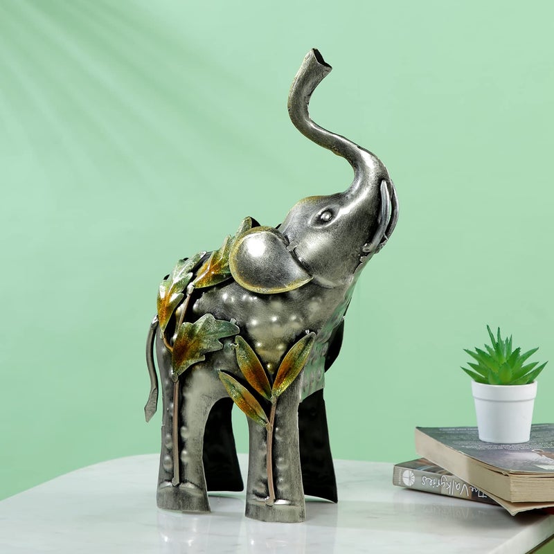 CraftVatika CraftVatika Metal Trunk Up Elephant Decorative Statue Showpiece for Home Decorations Living Room Handcrafted Elephant Big Size Home Dcor Items - Image 1