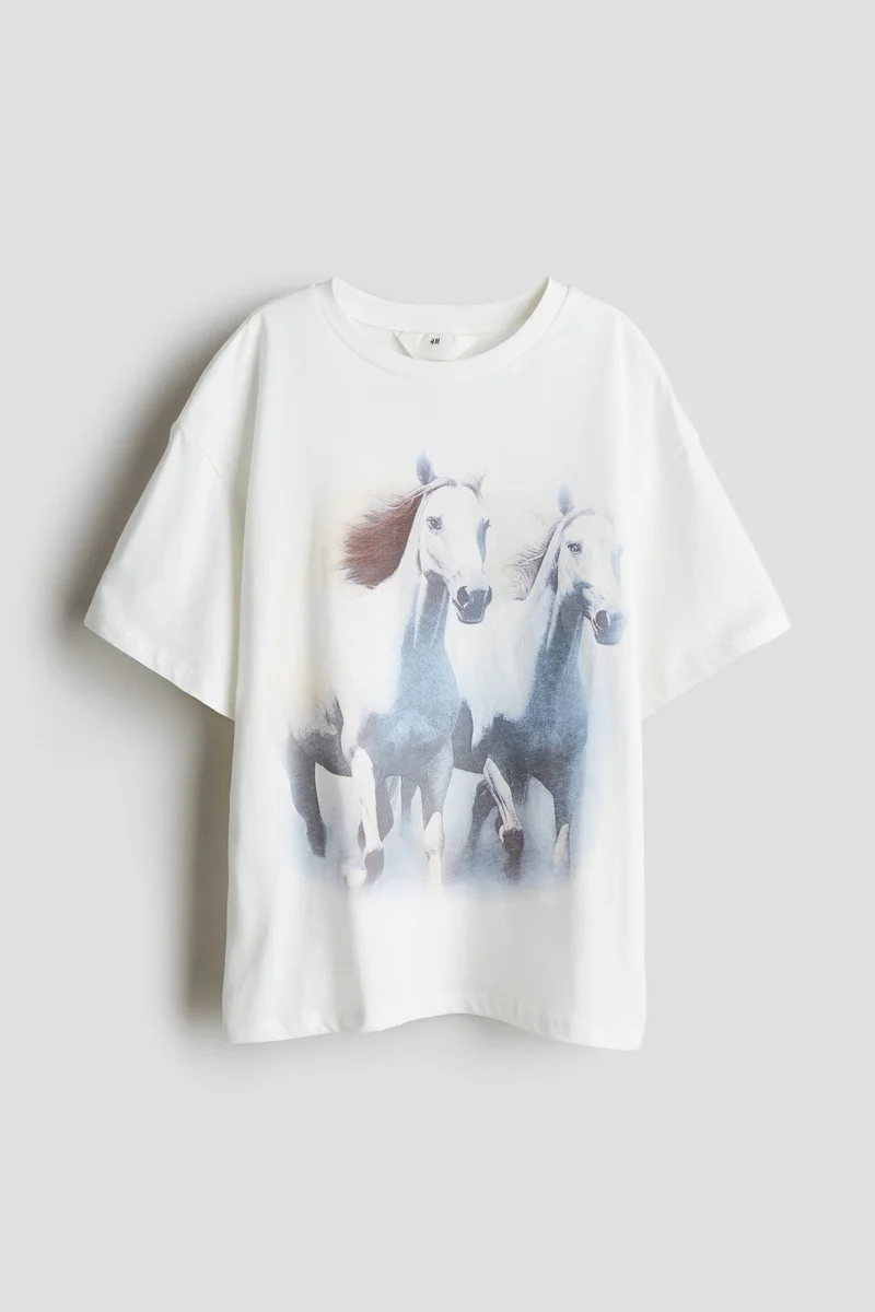 H&M Oversized print-motif T-shirt