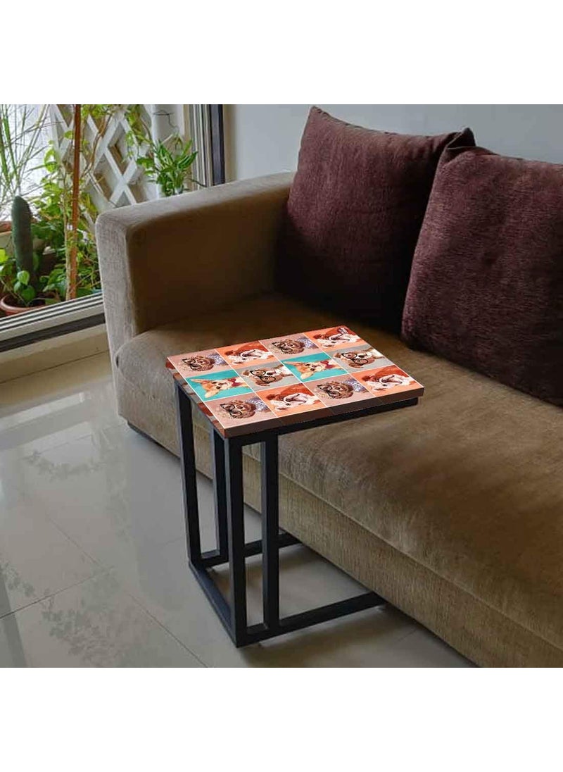 Nutcase Nutcase Design C Shaped Side Table for Laptop Work on Sofa CouchStudy Breakfast Snack Serving End Tables for Living Room Bedroom Dog Design  - Image 5