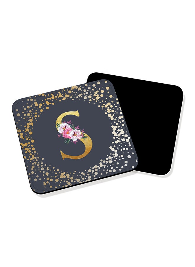 Stylizedd - 2 Pack Designer Leather Coasters Mat for Beverage Drinks- Custom Monogram Initial Letter Floral Pattern Alphabet - U (Pink) - Image 1