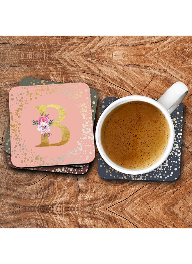 Stylizedd - 2 Pack Designer Leather Coasters Mat for Beverage Drinks- Custom Monogram Initial Letter Floral Pattern Alphabet - U (Pink) - Image 1