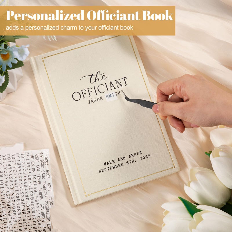 Engrowtic Wedding Officiant Book Personalized Linen Hardcover Journal with Name Sticker, 160 Lined Pages, 5.31 x 8.27 in A5 Notebook, Pastor Minister Sermon Officiant Gift for Wedding Ceremony - Image 5