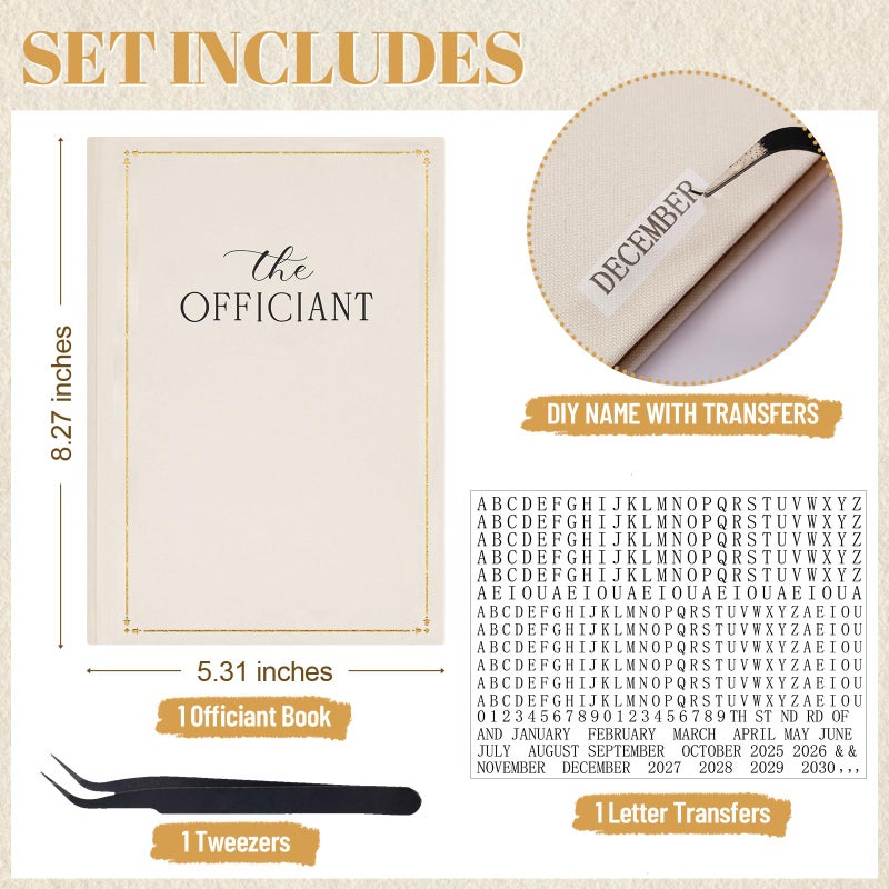 Engrowtic Wedding Officiant Book Personalized Linen Hardcover Journal with Name Sticker, 160 Lined Pages, 5.31 x 8.27 in A5 Notebook, Pastor Minister Sermon Officiant Gift for Wedding Ceremony - Image 2