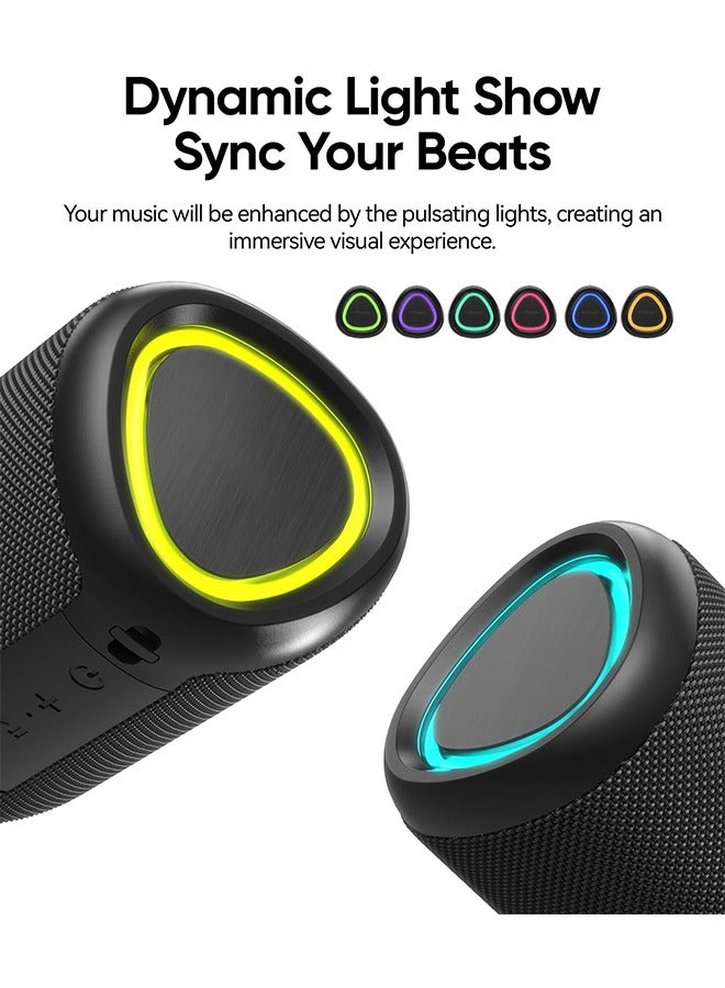 Portable Bluetooth Speaker with Lights,Powerful Crystal Clear Sound,IPX5 Waterproof,All Day Playtime,AUXTF-Card Input,Bluetooth 5.3,TWS Paring,Small Wireless Speaker for Outdoor,Gift Ideas - Image 3