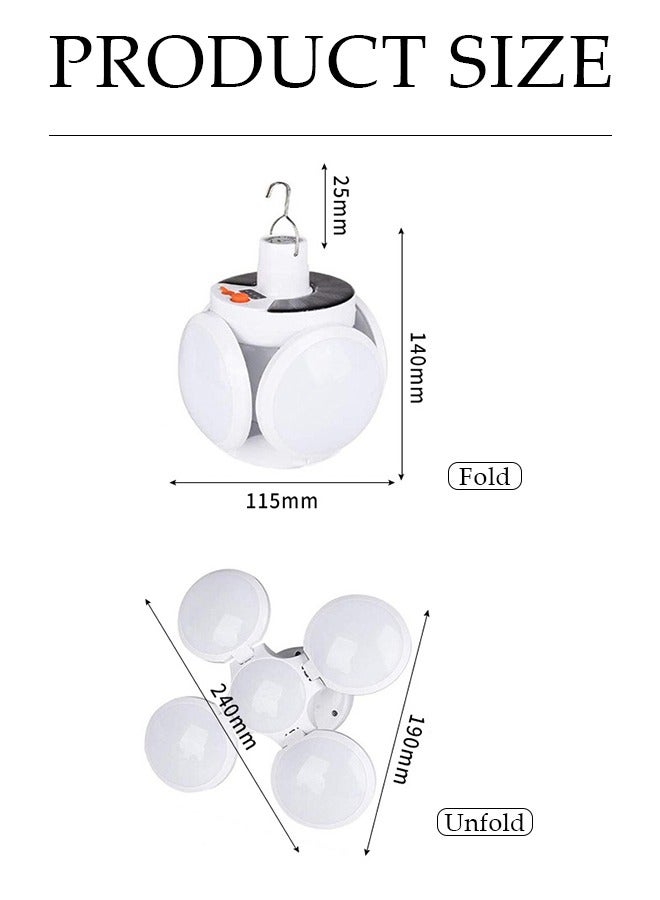 DUNISO Solar Camping Lantern, portable LED soccer tent light, rechargeable USB folding light with hook, four level dimming, suitable for tents, camping, home, outdoor, 115 * 140mm ﻿ - Image 2