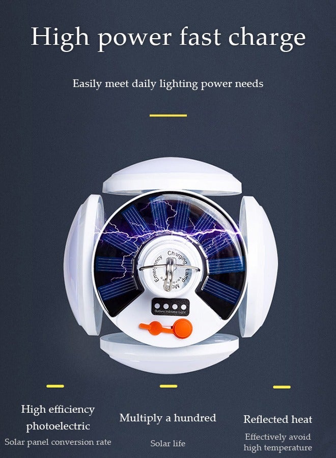 DUNISO Solar Camping Lantern, portable LED soccer tent light, rechargeable USB folding light with hook, four level dimming, suitable for tents, camping, home, outdoor, 115 * 140mm ﻿ - Image 5