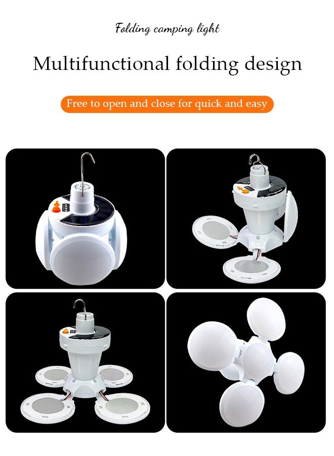 DUNISO Solar Camping Lantern, portable LED soccer tent light, rechargeable USB folding light with hook, four level dimming, suitable for tents, camping, home, outdoor, 115 * 140mm ﻿ - Image 3