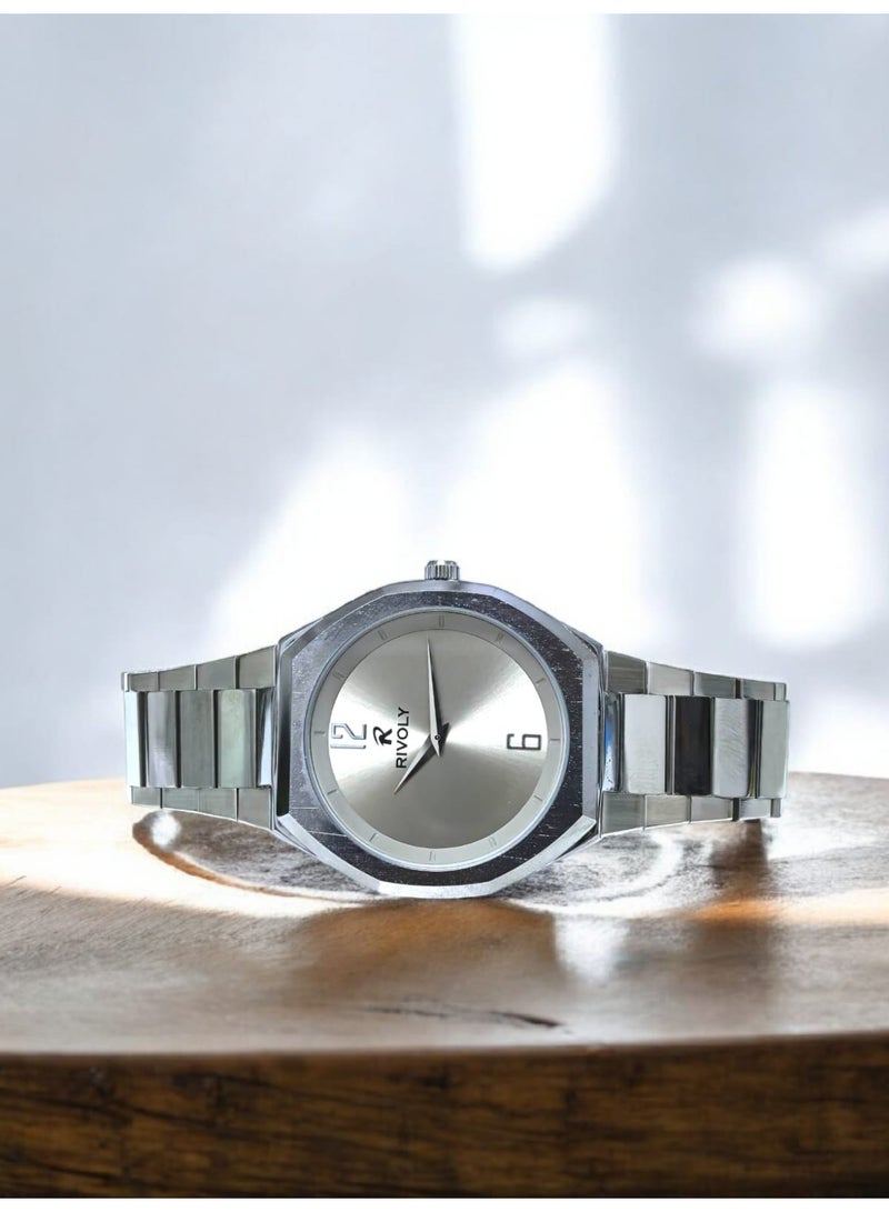 Rivoly Men's Stainless Steel Analog Quartz Watch, Easy to Read Fashion Design Waterproof Classic Luxury. - Image 3