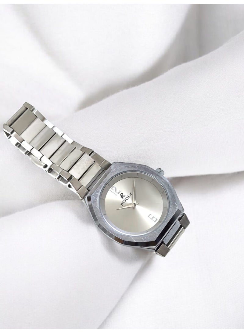 Rivoly Men's Stainless Steel Analog Quartz Watch, Easy to Read Fashion Design Waterproof Classic Luxury. - Image 5