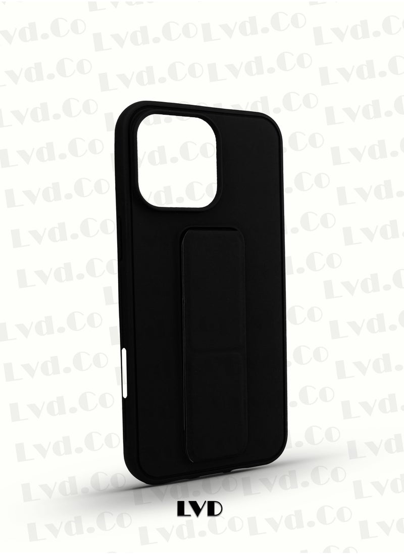 Generic - For Apple iPhone 16 Pro Max Silicone Back Case with Leather Handle Wrist Strap , Kickstand Back Feature Landscape and Portrait , Magnetic Holder Compatible with Apple iPhone 16 Pro Max (6.9'') (Black) - Image 1