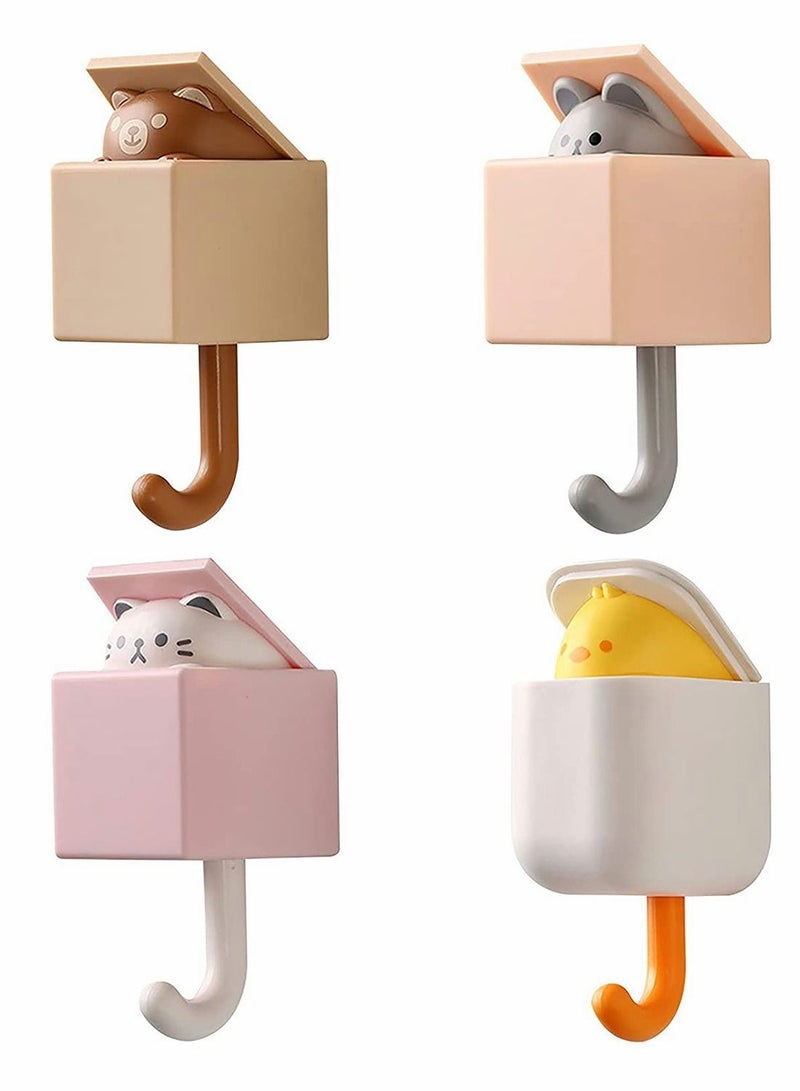 NIBEMINENT Wall Coat Hooks, Self Adhesive Animal Cute Decorative Stick On Lucky Bag Cat Heavy Duty Hooks for Children’s Room, Kitchen, Bedroom , Bathroom, Office  - Image 1