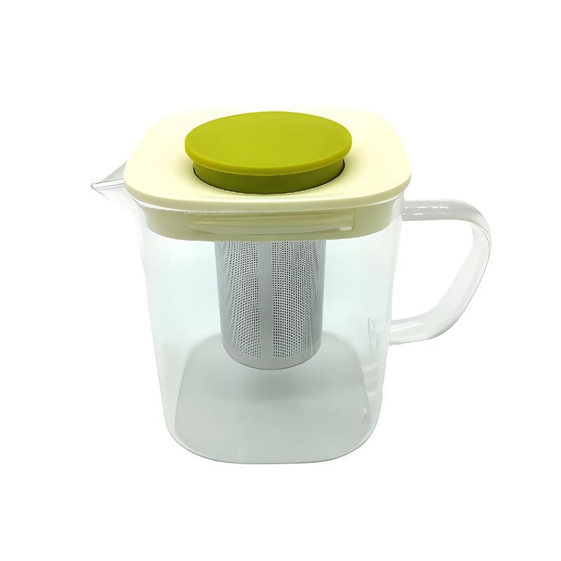 Lemon Tree Square Shaped Glass Teapot 900ml Borosilicate Tea Pot Removable Strainer Diffuser Plastic Lid Heat Resistant Green Tea Maker Loose Leaf Tea Maker - Image 3