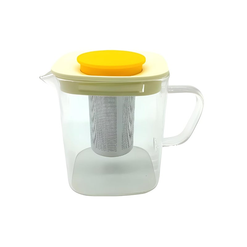 Lemon Tree Square Shaped Glass Teapot 900ml Borosilicate Tea Pot Removable Strainer Diffuser Plastic Lid Heat Resistant Green Tea Maker Loose Leaf Tea Maker - Image 2