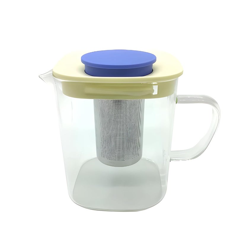 Lemon Tree Square Shaped Glass Teapot 900ml Borosilicate Tea Pot Removable Strainer Diffuser Plastic Lid Heat Resistant Green Tea Maker Loose Leaf Tea Maker - Image 4