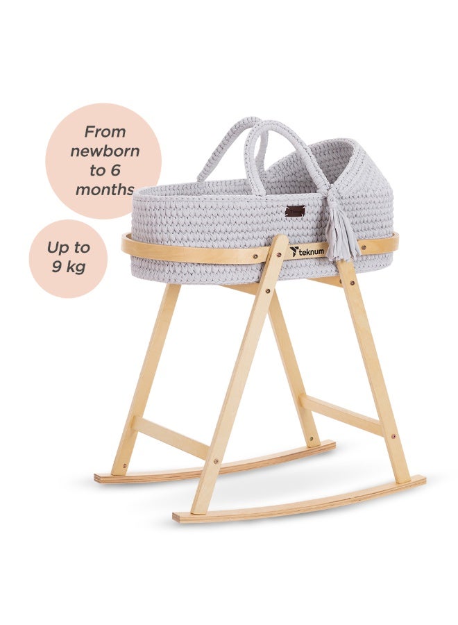TEKNUM Moses Rope Basket with Stand - Grey - Image 2