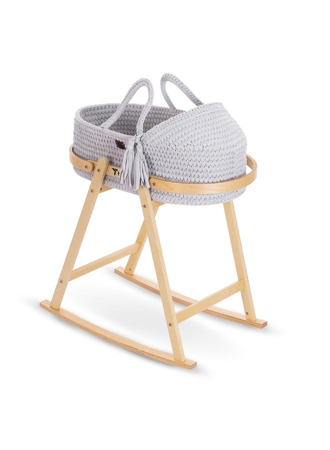 TEKNUM Moses Rope Basket with Stand - Grey - Image 4