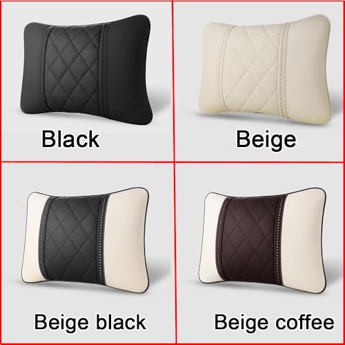 LUNDA Car Pillows Napa Leather Car Seat Rest Cushion Car Lumbar Pillow for Mercedes Benz Maybach S-Class Lumbar Support Pillow car Accessories（Beige） - Image 2