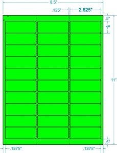 BESTeck 100 Sheets / 3000 Fluorescent FBA and Word Compatible Size Address Labels 30UP 2.625"x1" 30 Labels Per Sheet. Ink Jet and Laser Guaranteed. Made in USA (Fluorescent Green) - Image 3