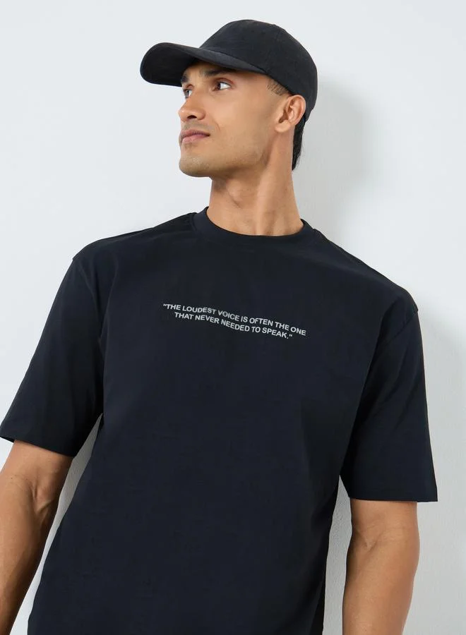 Styli Styli Men Black Oversized Graphic Print T-Shirt