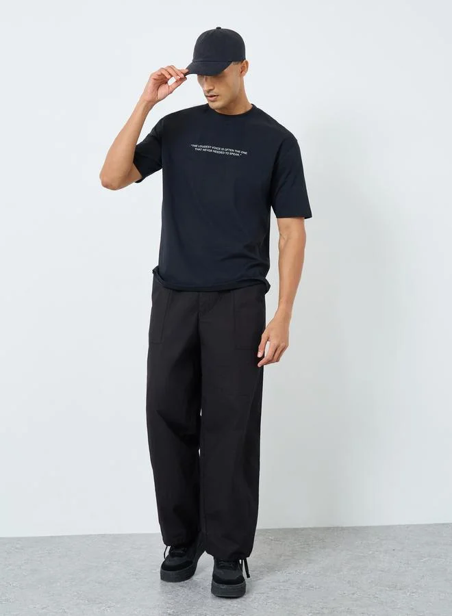 Styli Styli Men Black Oversized Graphic Print T-Shirt