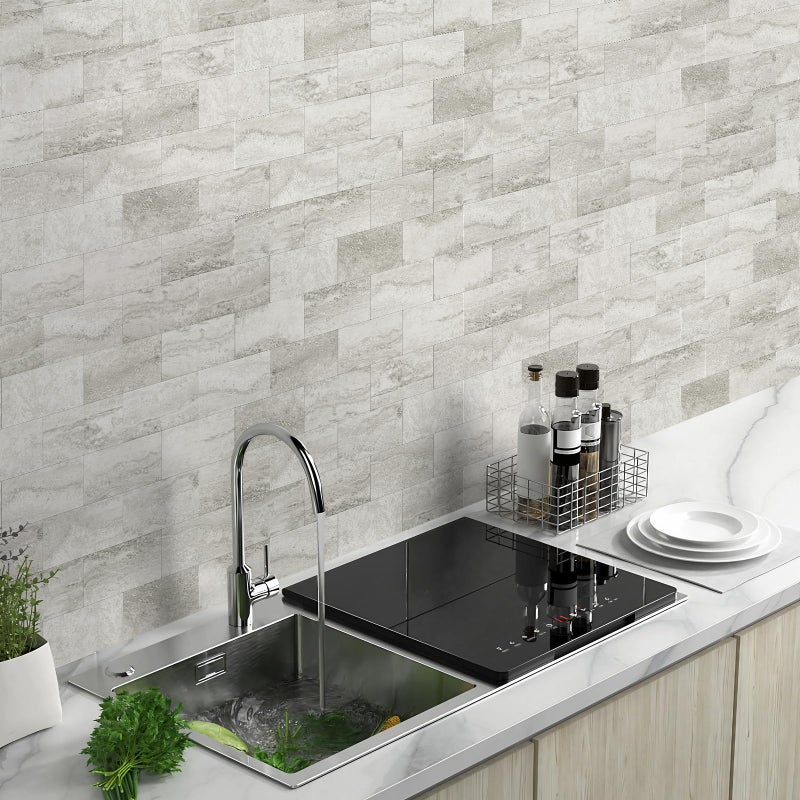 Vamos Tile 100-Piece Matt Beige Mixed Grey Slate Peel and Stick Backsplash Seamless Tile,3''x6'' PVC Subway Tile,Stick on Backsplash for Kitchen/Bathroom/Laundry Room - Image 5