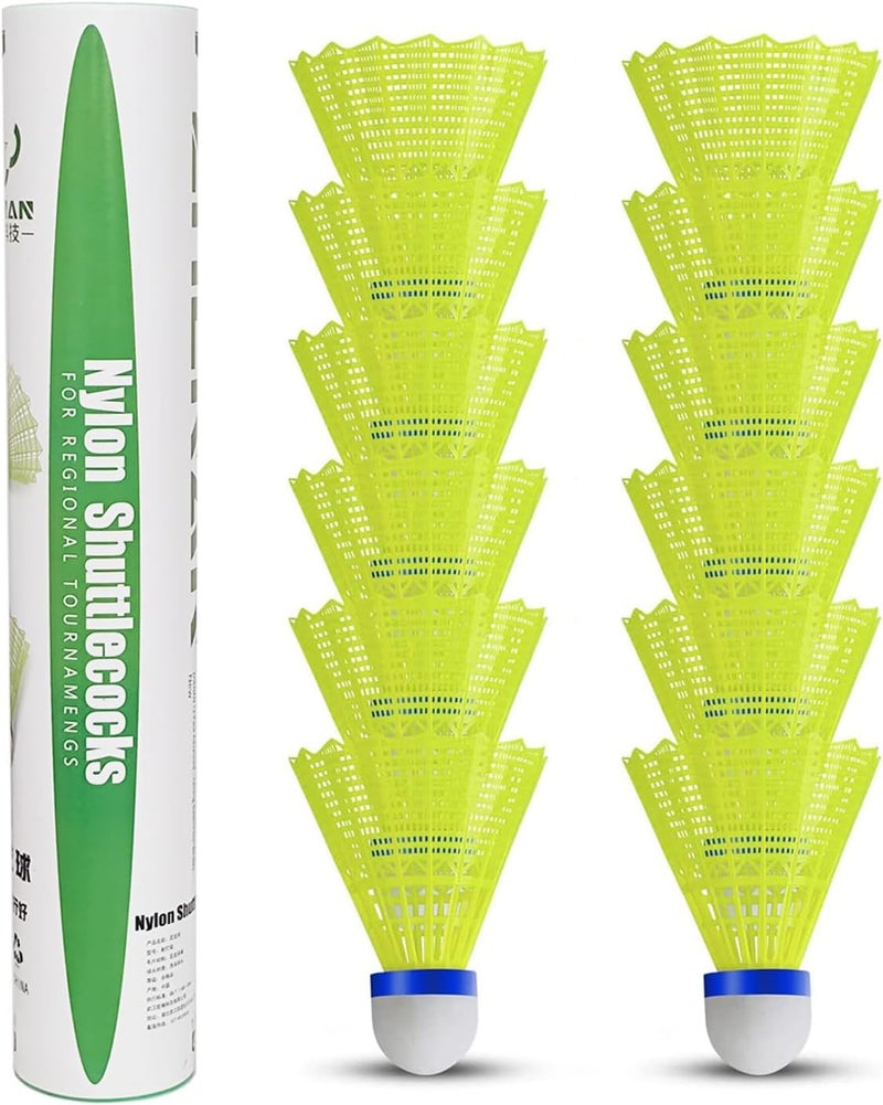 ZHENAN Goose Feather Badminton Shuttlecocks,12 Pack Nylon Feather Badminton Birdies-Hight Speed Training Birdie Ball for Indoor and Outdoor Matches,Highly Stable & Durable Shuttle Balls - Image 1