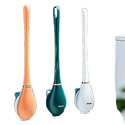 SWIPE N SEE swipe n see New Silicone Water Drop Toilet Brush and Holder Set Wall-Mounted Creative Automatic Opening and Closing Light Luxury Silicone Toilet Brush with Holder (Pack of 1)  - Image 1