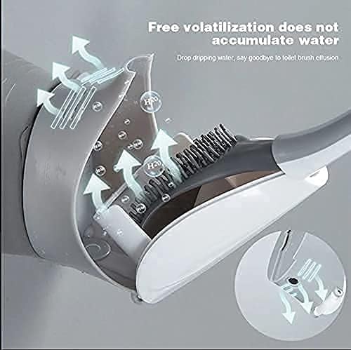 SWIPE N SEE swipe n see New Silicone Water Drop Toilet Brush and Holder Set Wall-Mounted Creative Automatic Opening and Closing Light Luxury Silicone Toilet Brush with Holder (Pack of 1)  - Image 3