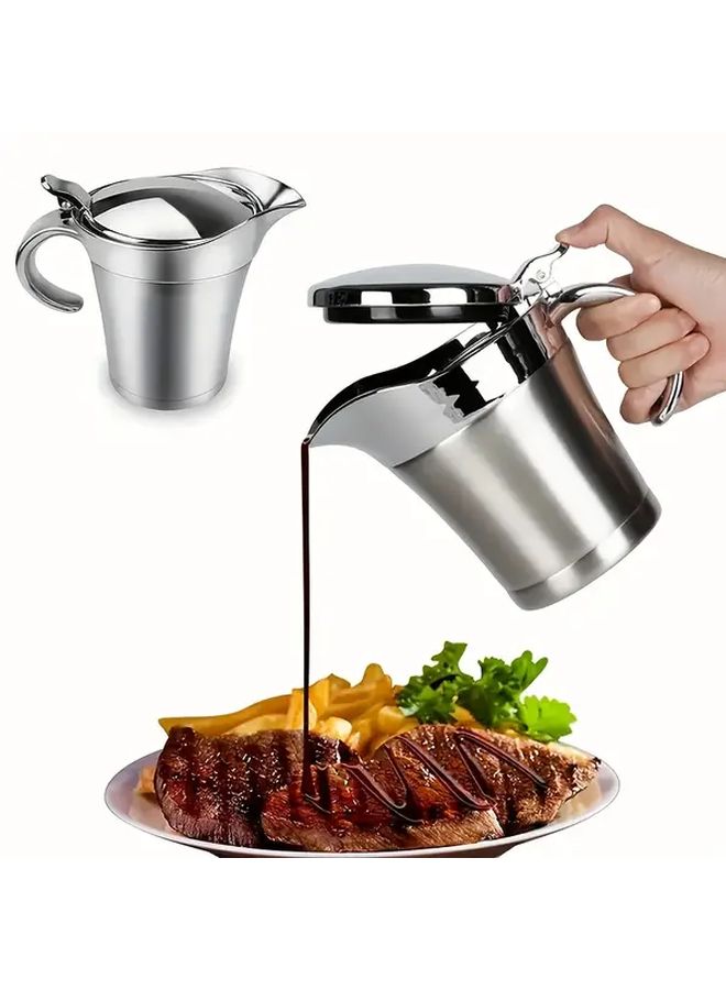 Double Insulated Stainless Steel Gravy Boat With Hinged Lid Sauce Cream Pourer Dishwasher Safe - Image 5
