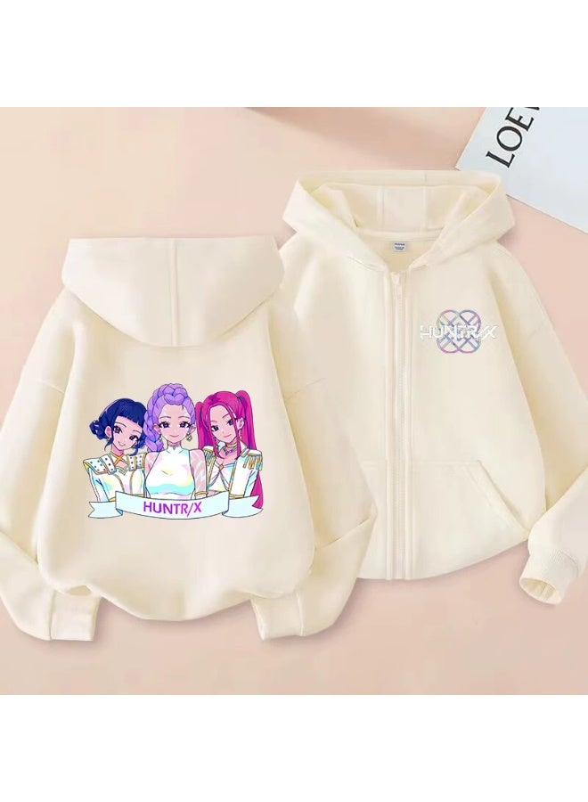 general KPop Korean-style printed fashionable boys' and girls' zip-up hooded sweatshirt for autumn and winter casual wear - Image 1