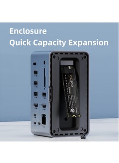 Hagibis Hagibis USB C Docking Station with Dual HDMI-compatible M.2 SSD Enclosure Ethernet 100W PD USB Hub SD/TF for Laptop Macbook Pro (U100 PRO)  - Image 3