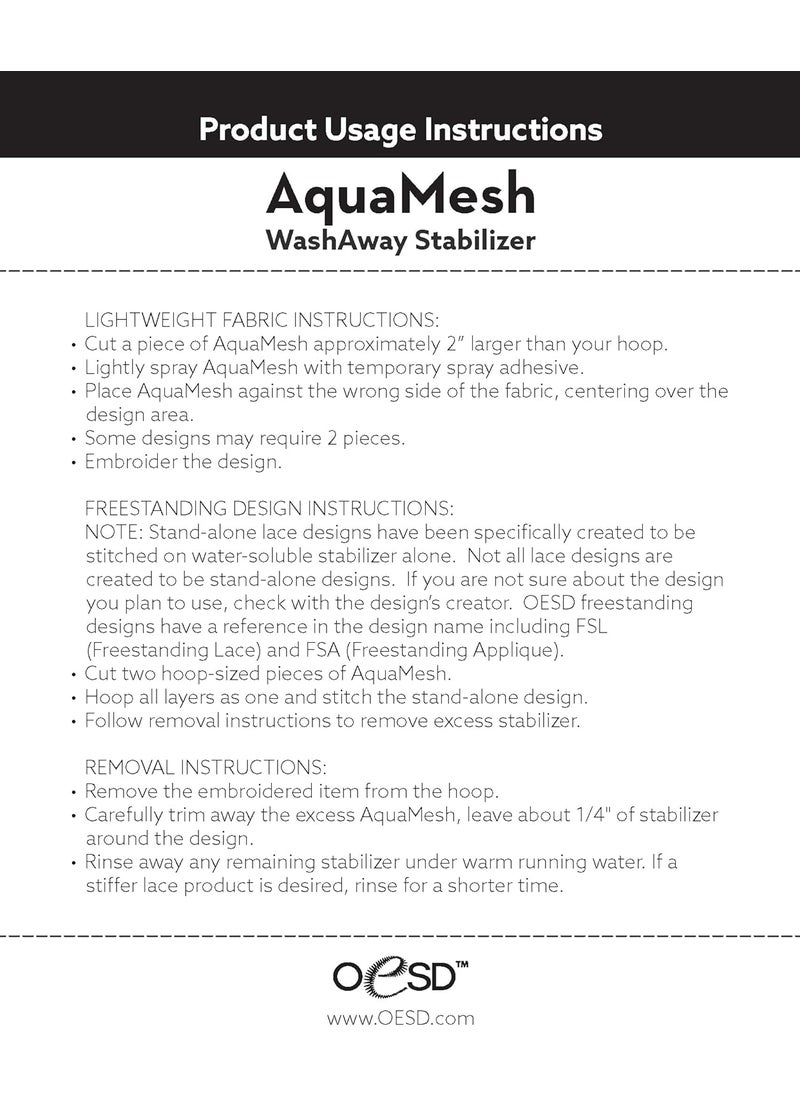 OESD OESD AquaMesh Wash Away Water Soluble Embroidery Stabilizer 10 x 10 Yd Roll  - Image 3