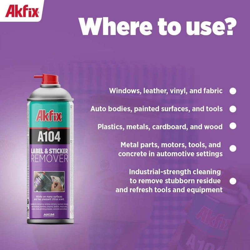 Akfix A104 Sticker Remover Spray - 6.7 Oz - Effective Label and Residue Cleaner with Citrus Scent - Image 4