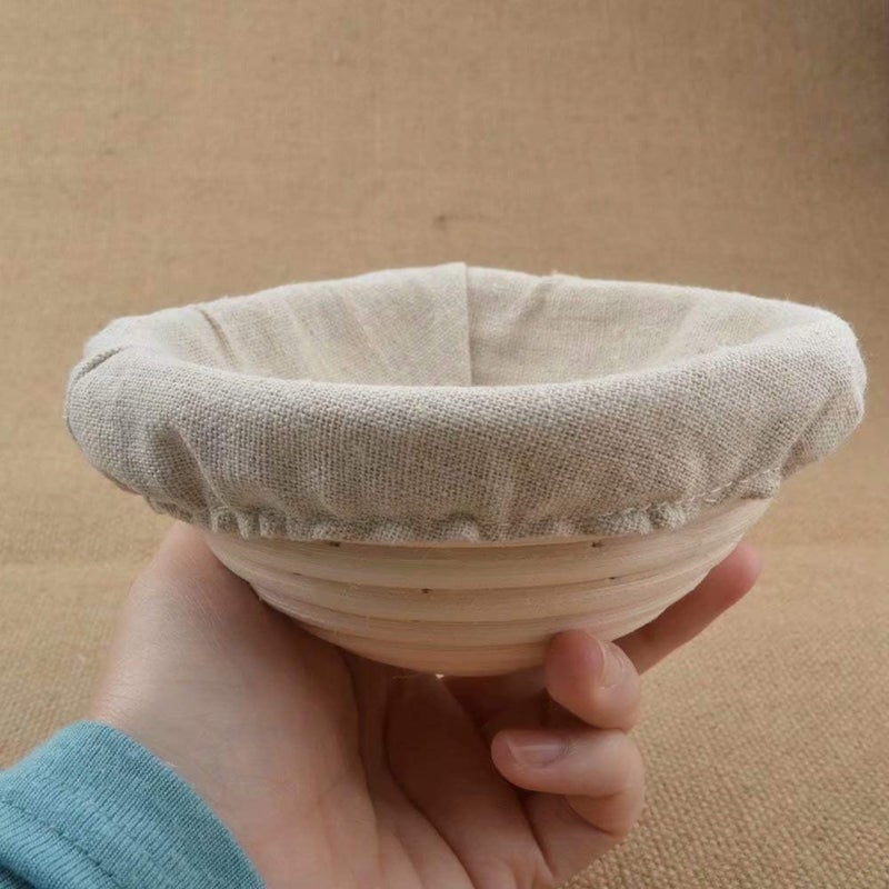 6-Pack 5" Natural Rattan Sourdough Proofing Baskets with Linen Liners for Artisan Bread Baking - Image 3