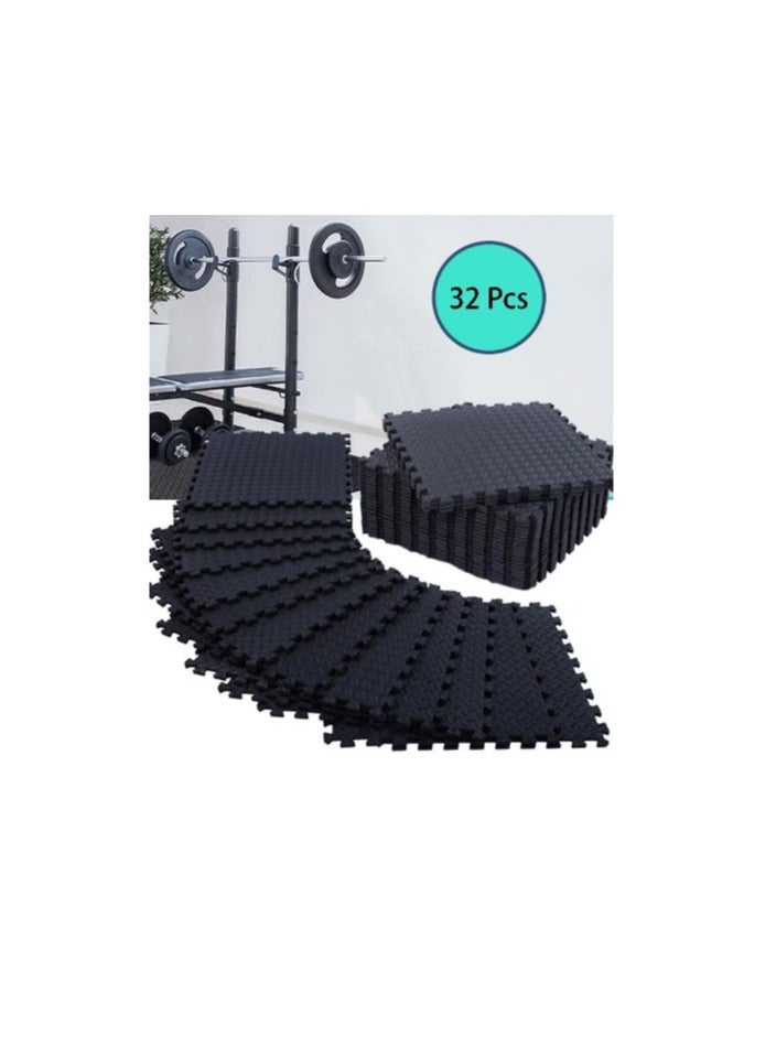 Nariele Gym Flooring EVA Foam Floor 32 Pcs for Home Gym Interlocking Exercise Mat Tiles for Home Gym Exercise EVA Foam Floor Padding with Border for Workout Equipment Floor Padding for Kids Baby Play Mat - Image 1