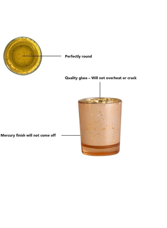 Kaameri Bazaar Gold Votive Candle Holders, Mercury Glass Tealight Candle Holder Set of 6 - Image 4