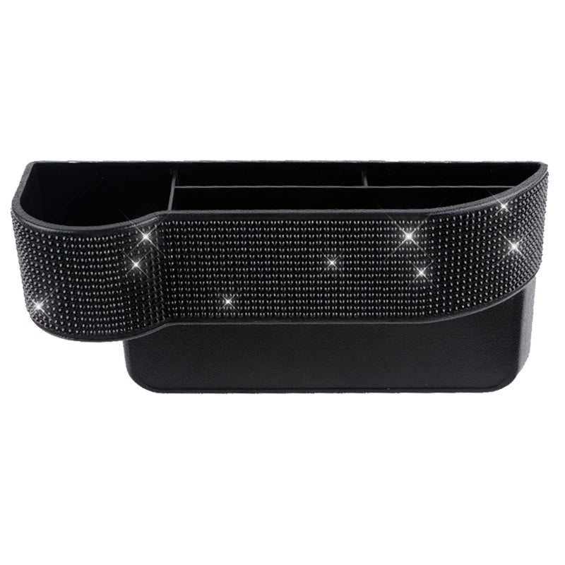 Crystal-Embedded Car Seat Gap Storage Box - Customizable Interior Organizer for Center  Console - Image 1