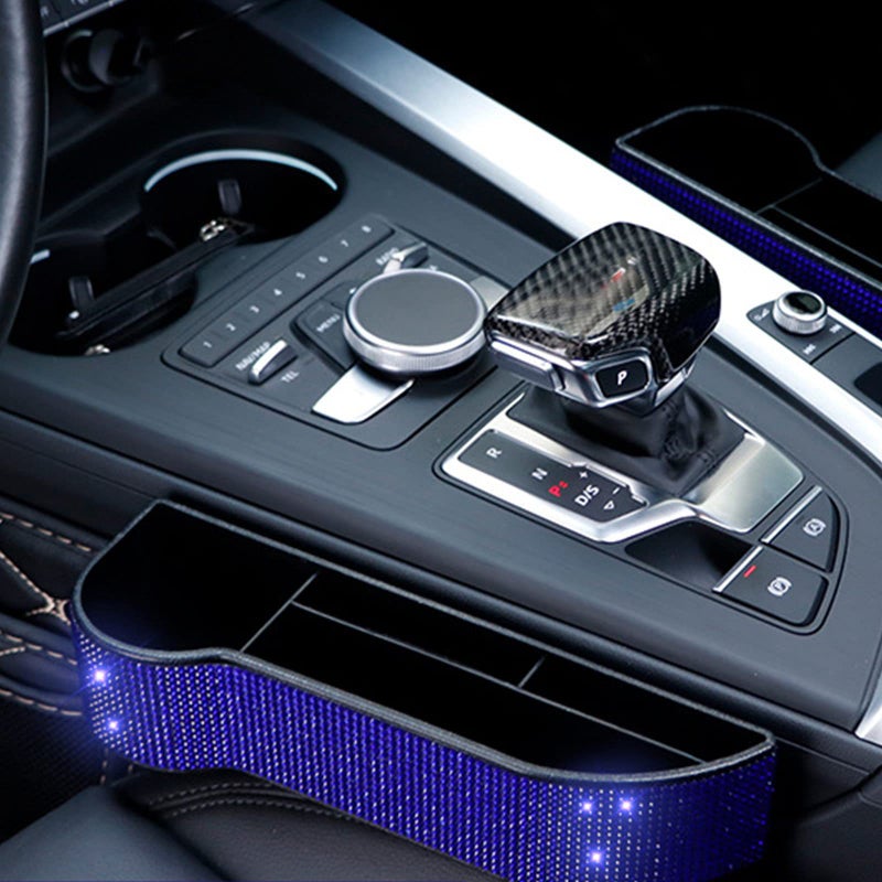 Crystal-Embedded Car Seat Gap Storage Box - Customizable Interior Organizer for Center  Console - Image 4