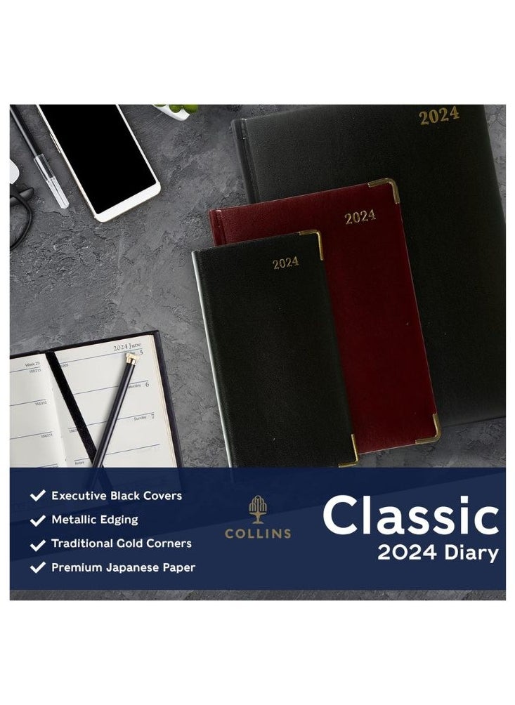 Collins - Collins Classic 2024 Diary Slimchart Week to View Business Planner (with Appointments) - Business Planner and Organiser - January to December 2024 Diary - Weekly - Black - CAPV.99-24 - Image 1