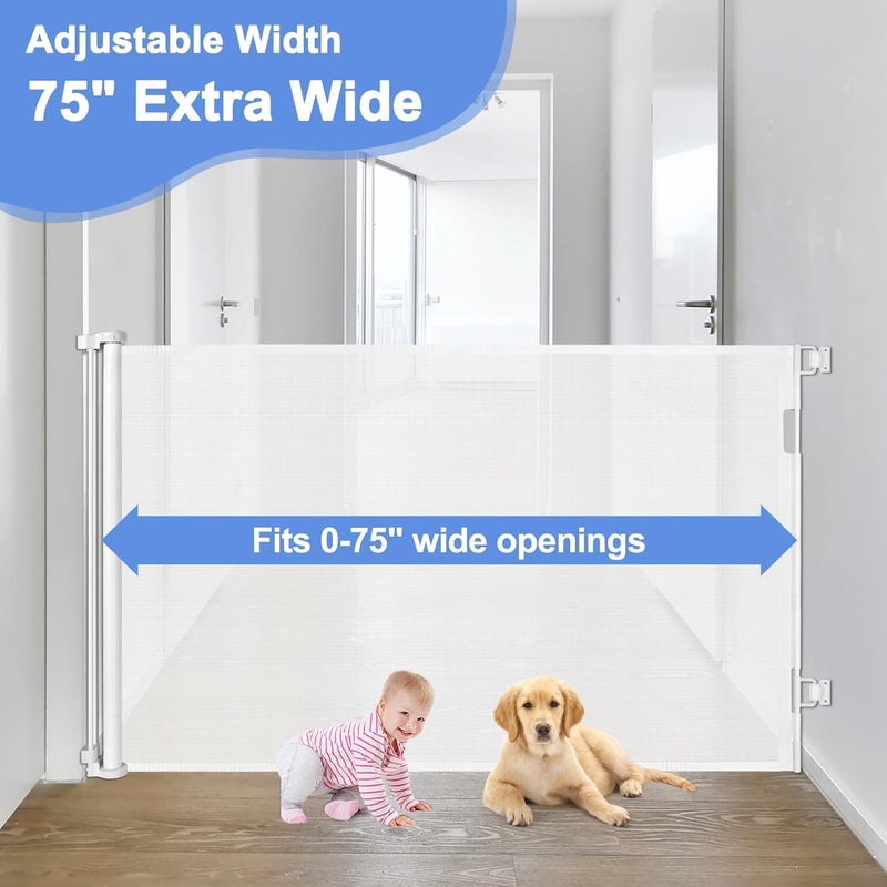 BETERTEK 42" Tall X 75" Wide Retractable Baby Gate - Image 3