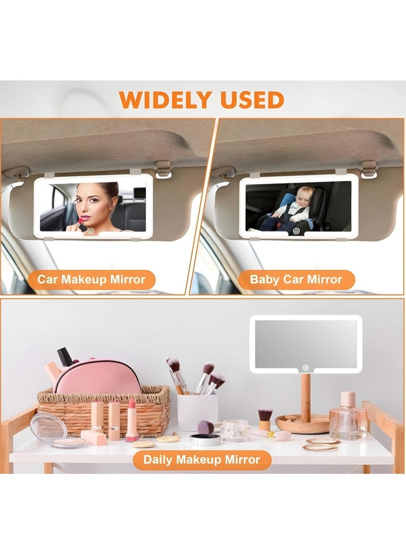 مراية مكياج للسيارة بإضاءة LED، تثبيت على شماسة السيارة، قابلة للشحن USB، تحكم باللمس ، تصميم عصري، مقاس يناسب جميع السيارات - Image 5