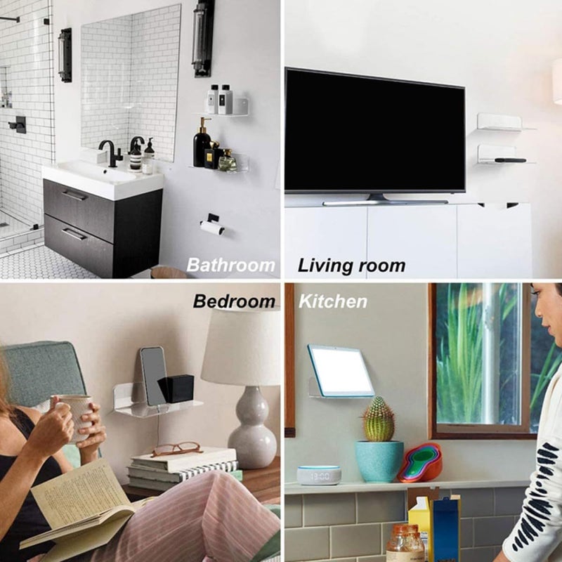 Acrylic Wall Mounted Speaker Stands 2pcs Holder Rack For Office Gaming Room Storage - Image 5