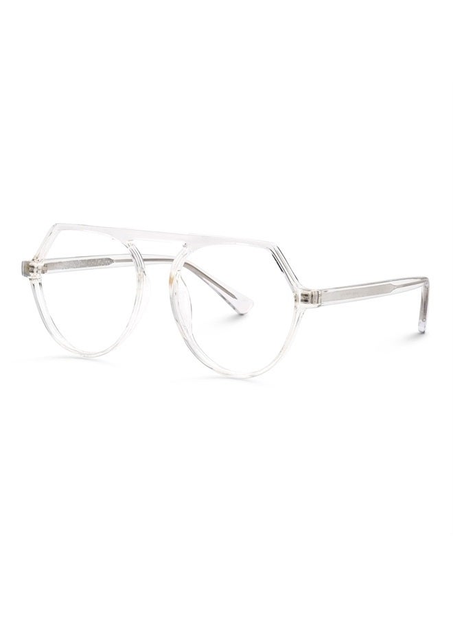 Zeelool Unisex Classic Oversized Aviator Glasses with Non-prescription Clear Lens Eyewear Zane OT883141-02 Crystal - Image 2