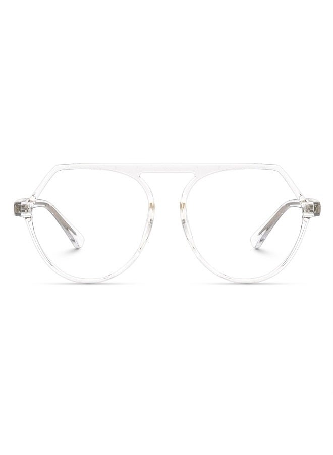 Zeelool Unisex Classic Oversized Aviator Glasses with Non-prescription Clear Lens Eyewear Zane OT883141-02 Crystal - Image 1