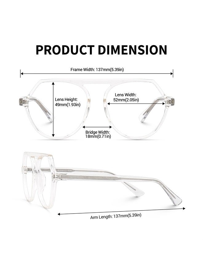 Zeelool Unisex Classic Oversized Aviator Glasses with Non-prescription Clear Lens Eyewear Zane OT883141-02 Crystal - Image 5